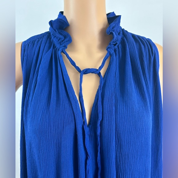Rebecca Minkoff  Sexy Sapphire Blue Sleeveless Keyhole Front Crepe Rayon… - Picture 7 of 9